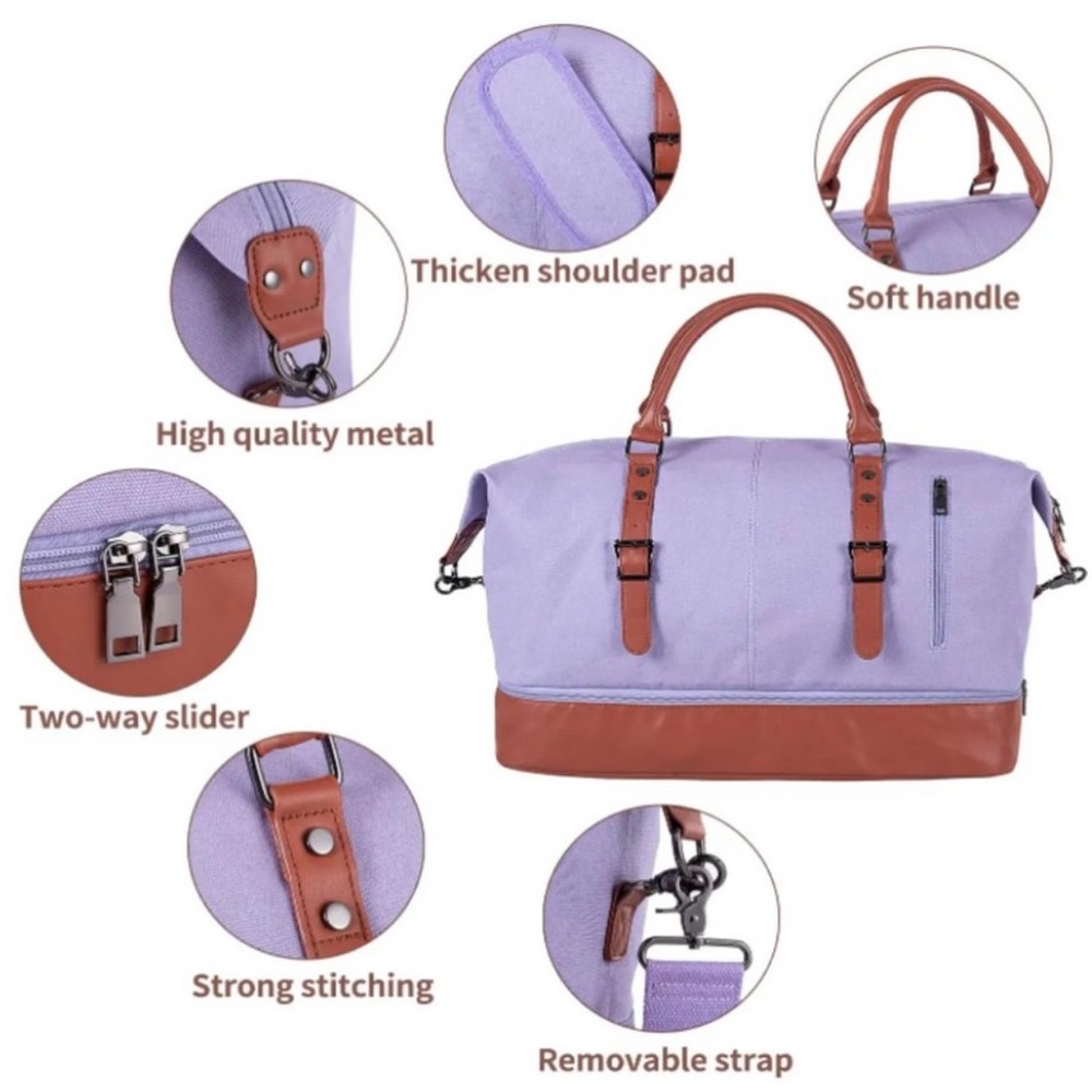 Travel Bag with Shoe PouchCanvas Weekender Duffle Bag
